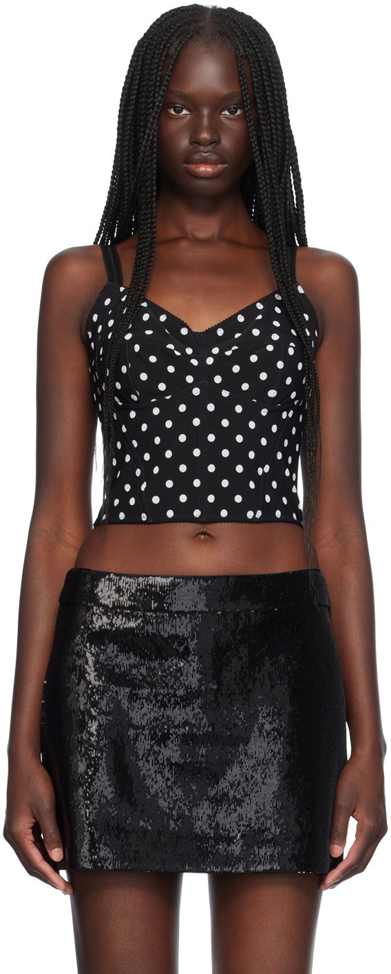 Безрукавка Dolce & Gabbana Dolce&Gabbana Polka Dot Marquisette Top чорний | F7AB7T FSUBG