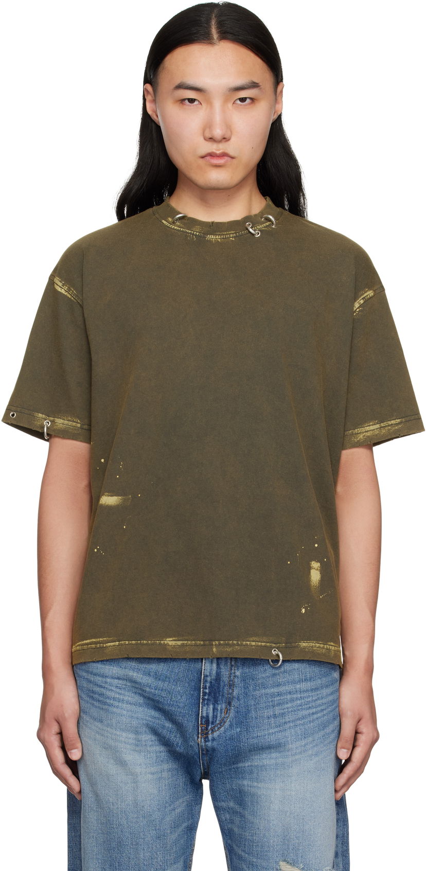 Футболка We11done We11done Pierced T-Shirt Зелений | WD-TT0-25-770-U-CH