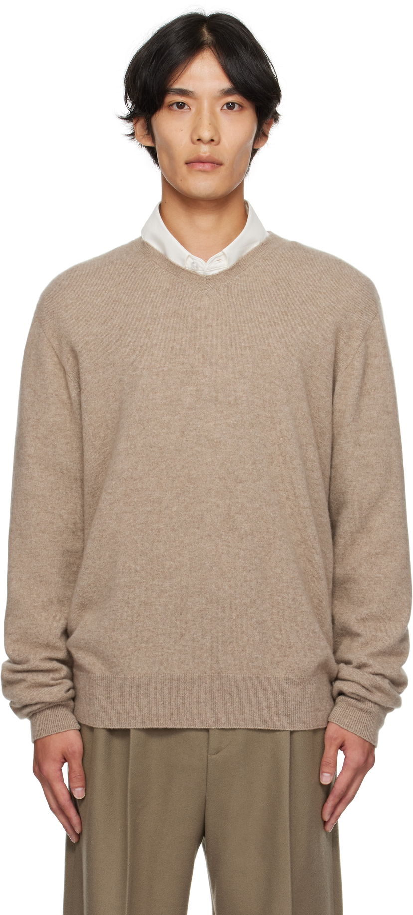 Cветр The Row The Row Rod V-Neck Sweater бежевий | 1014-Y556