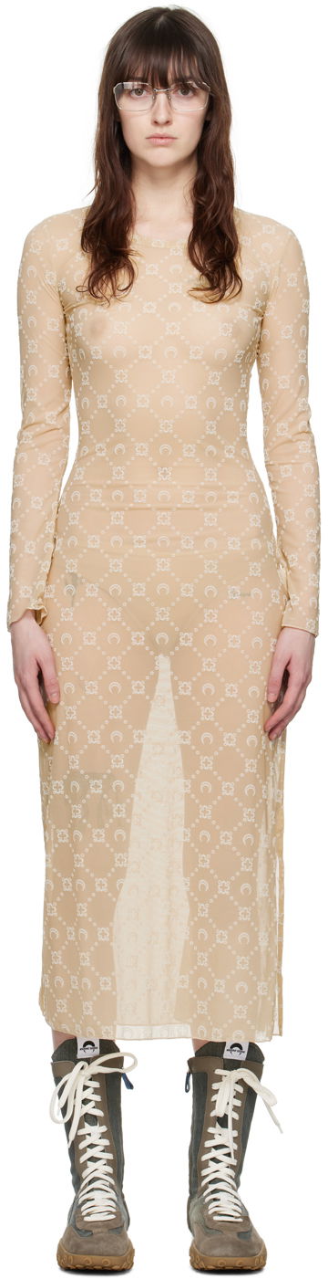 плаття Marine Serre Moonogram Midi Dress бежевий | WDR253