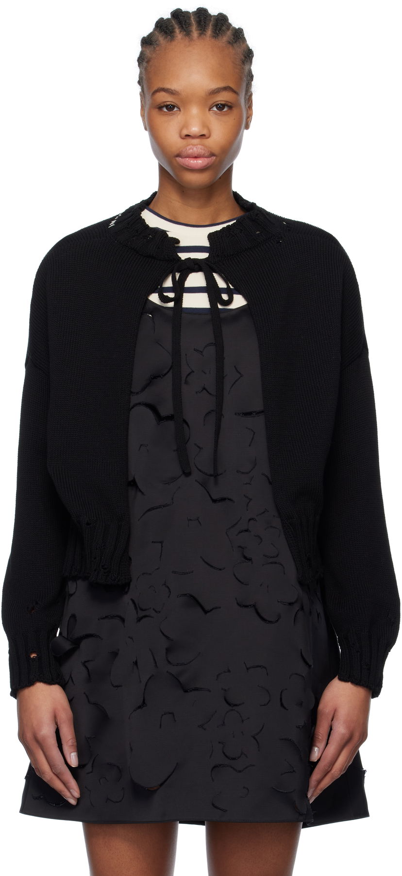 Cветр Marni Marni Worn Ribs Shrug Sweater чорний | GCMD0579A0 UFC652