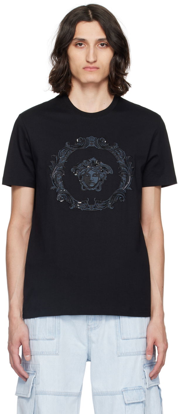 Футболка Versace Black Medusa Cartouche T-Shirt чорний | 1013944_1A10645