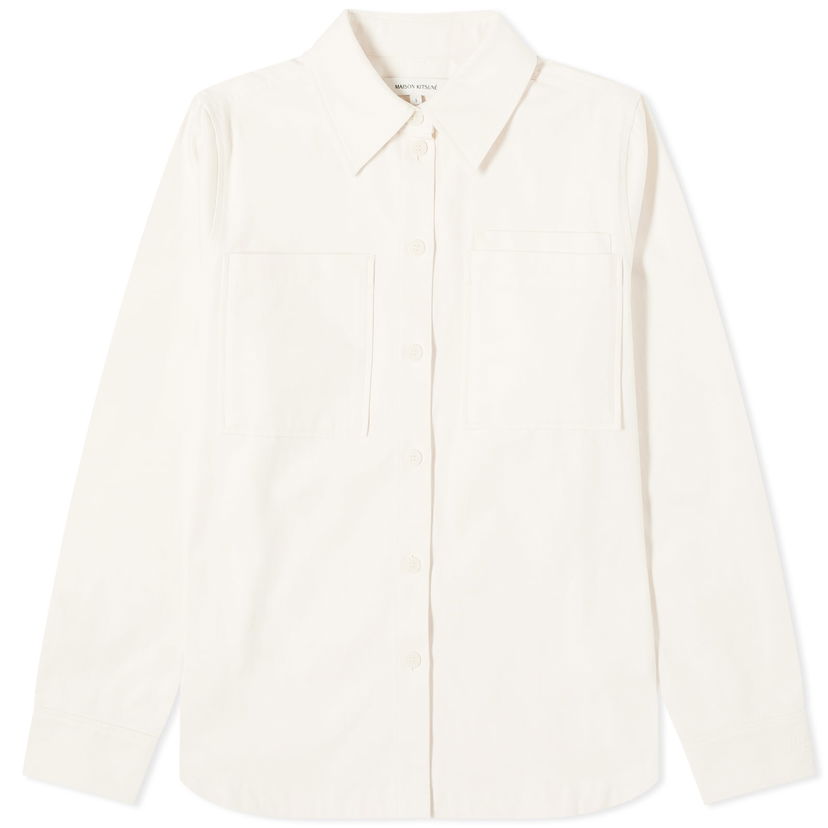 Сорочка MAISON KITSUNÉ Fresh Cotton Overshirt, Size Large білий | MW00409WW0098-P705