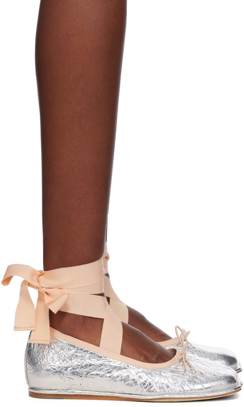 Догляд за взуттям Simone Rocha Simone Rocha Ribbon Bow Ballerina Flats Металік | RMP17 0781