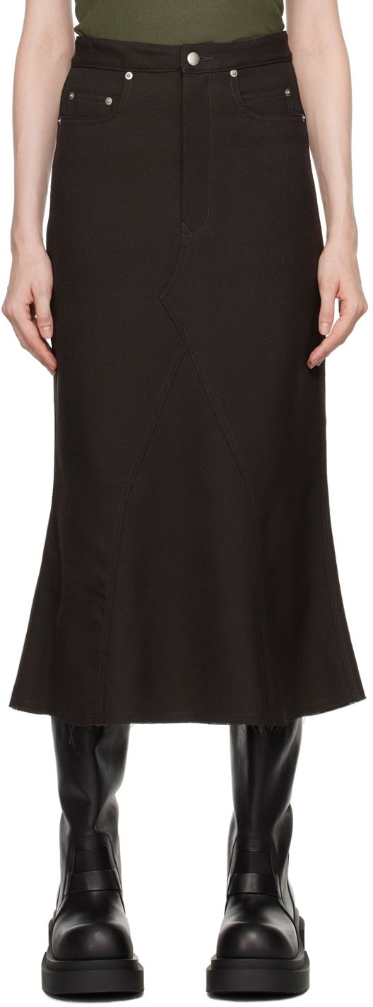 Спідниця Rick Owens Gray Porterville Godet Midi Skirt чорний | RP02D3349 WD