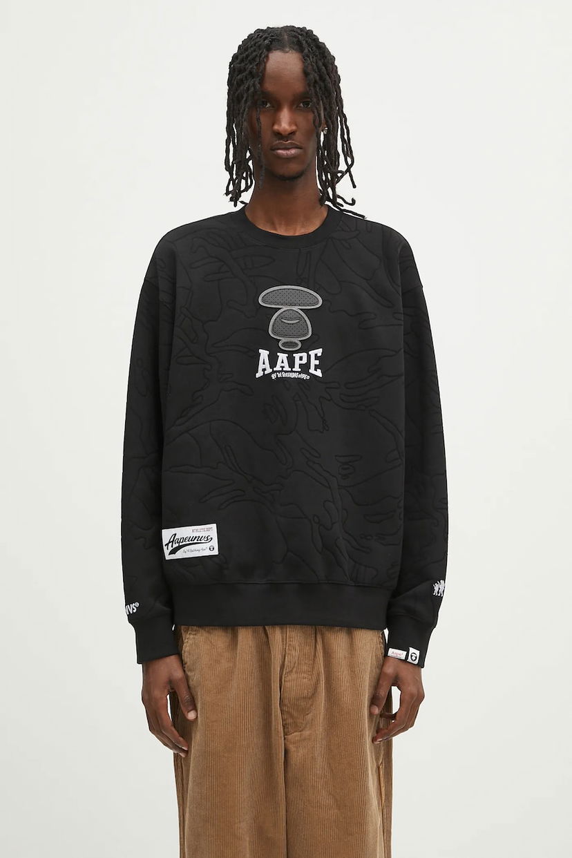 Світшоти AAPE by A Bathing Ape AAPE Main Crew Neck Sweatshirt чорний | AAPSWMB385XXN
