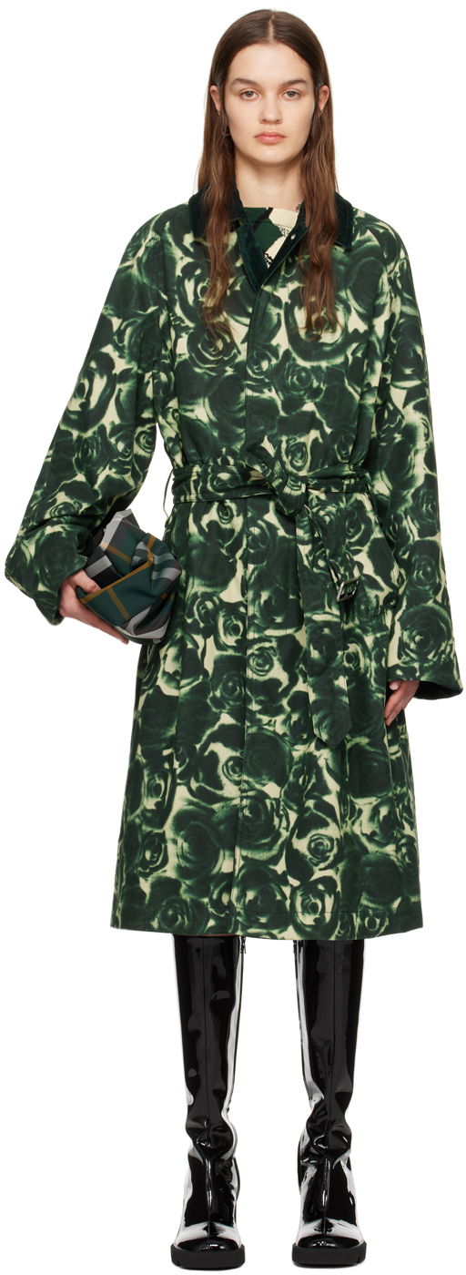 Тренчкот Burberry Floral Print Trench Coat Зелений | 8081896