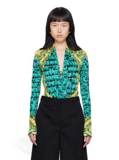 Футболка Versace Baroccodile Bodysuit Синій | 1005321_1A08942