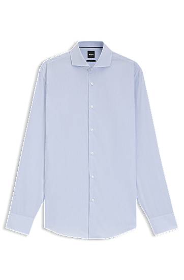 Сорочка BOSS Slim-fit Striped Cotton Twill Shirt Синій | 50545826