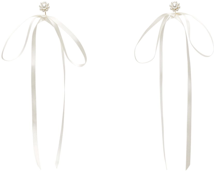 Сережки Simone Rocha Simone Rocha Bow Ribbon Stud Earrings білий | ERG389 0904