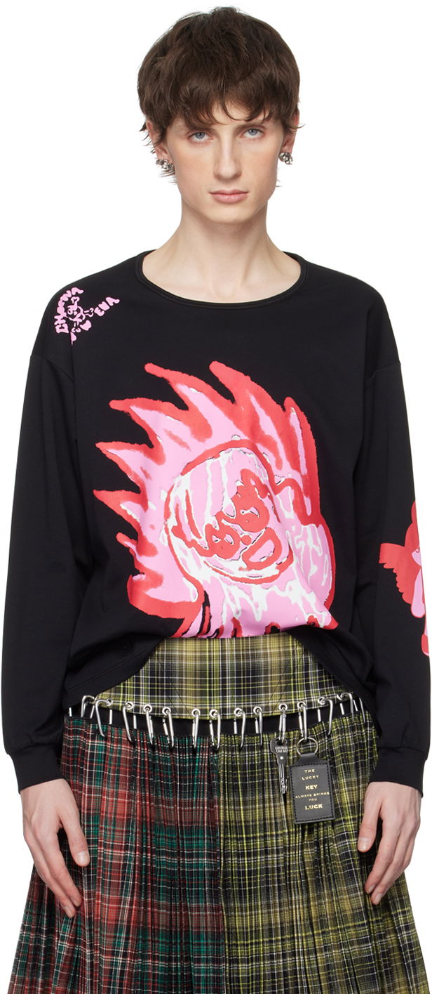 Футболка Chopova Lowena Flame Print Long Sleeve T-Shirt чорний | 2233