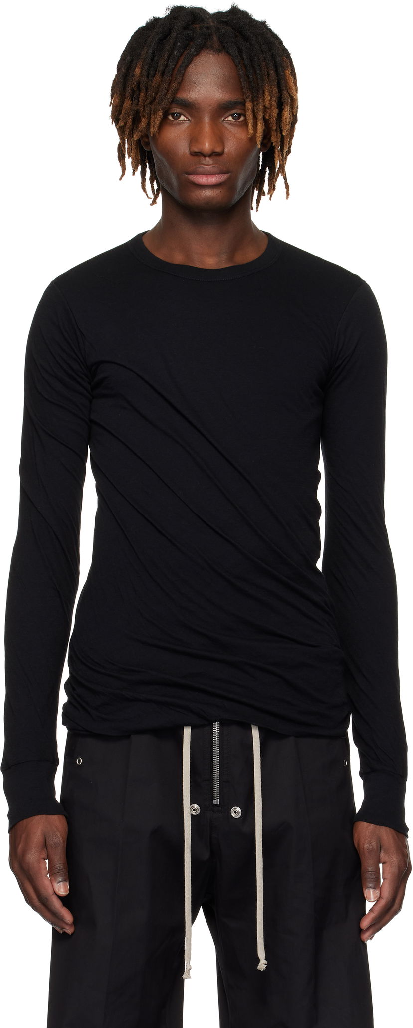 Футболка Rick Owens Rick Owens Hollywood Double Long Sleeve T-Shirt чорний | RU01E5257 UC