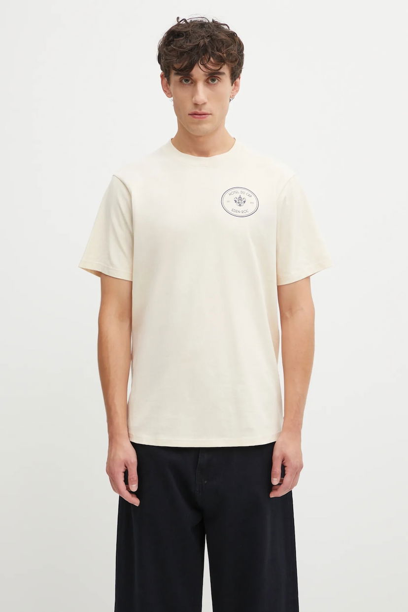 Футболка Sporty & Rich Cotton T-shirt Kennedy Crest бежевий | TO04360666CR01