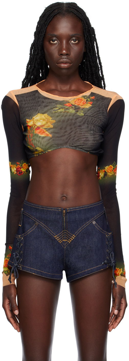 Кроп-топи Jean Paul Gaultier Jean Paul Gaultier 'The Fleurs Petit Grand' Long Sleeve Crop Top Різнокольоровий | 23/12-F-TO080-T525-6800