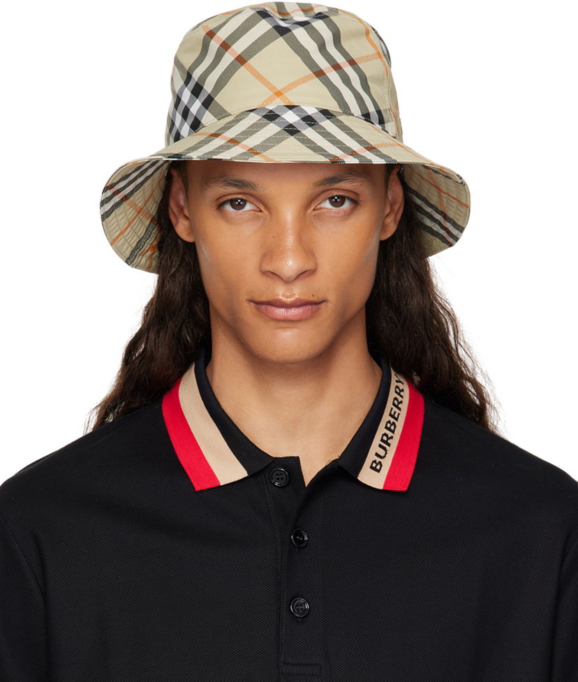 Капелюх Burberry Check Bucket Hat бежевий | 8094798