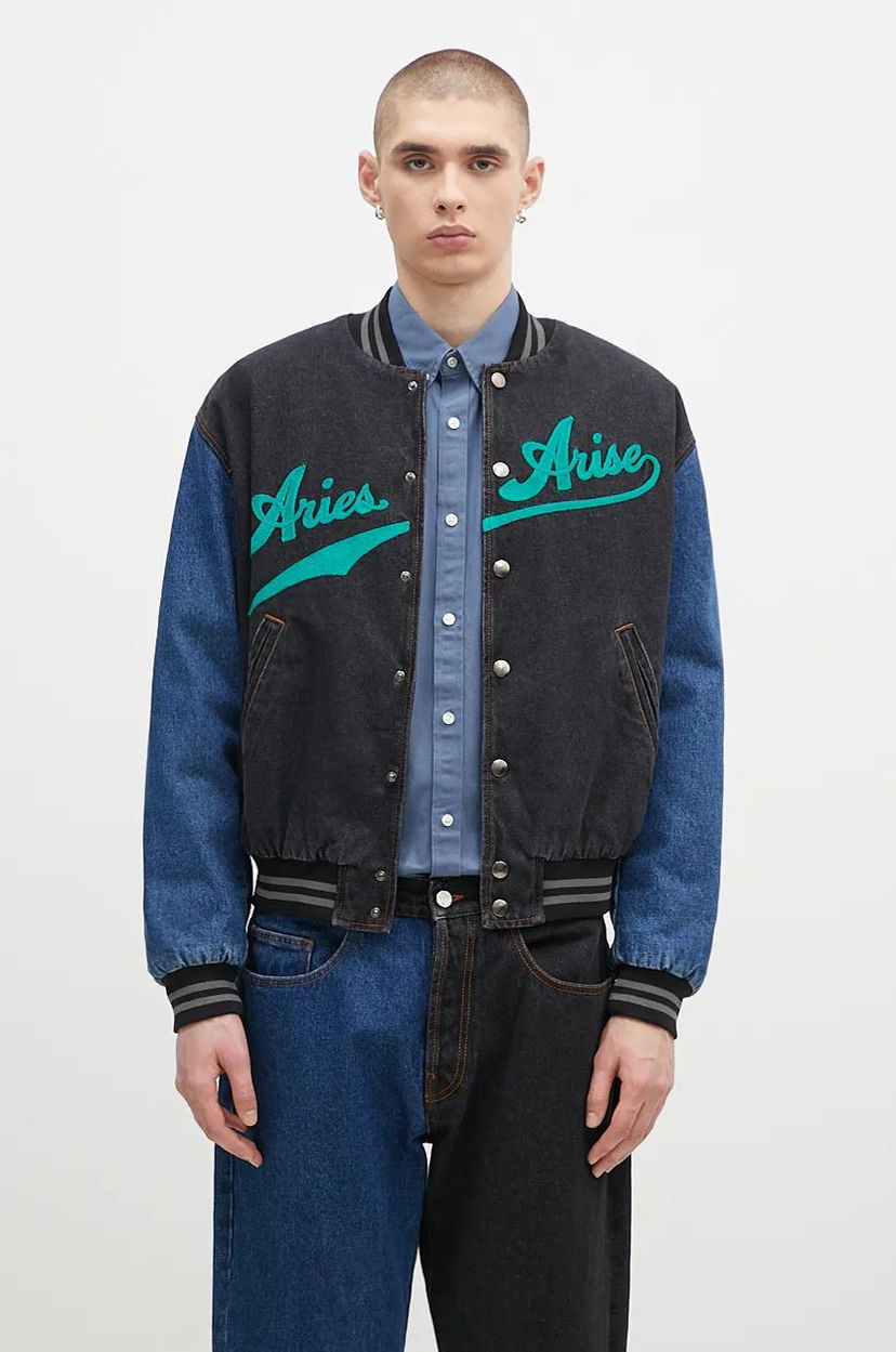 Куртка бомбер Aries Varsity Denim Jacket чорний | AR7030302