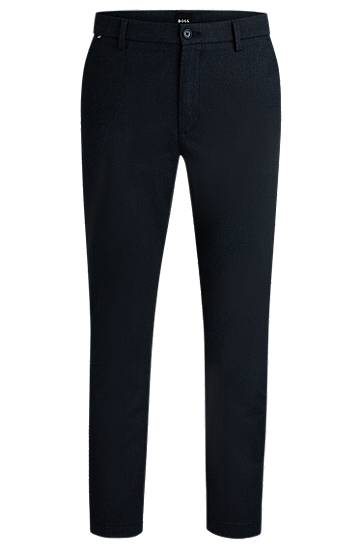 Штани BOSS BOSS Regular-Fit Cotton-Blend Twill Trousers темно-синій | 50524775