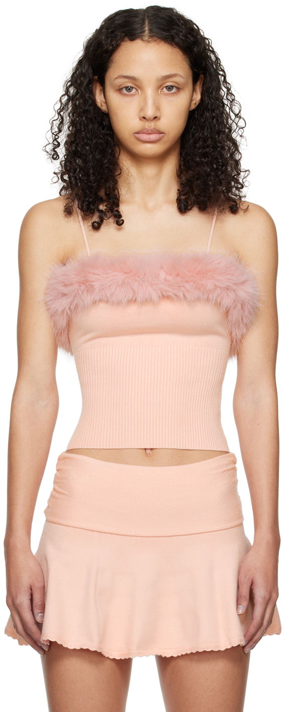Безрукавка GUIZIO Guizio Feather Trim Knit Camisole Рожевий | R24602S011