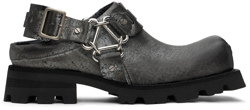 Одяг Acne Studios Acne Studios Leather Buckle Slip-On Loafers Сірий | BD0332-
