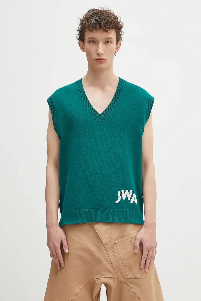 Жилет JW Anderson JW Anderson JWA V-Neck Cashmere Blend Vest Зелений | KW1349.YN0398.540