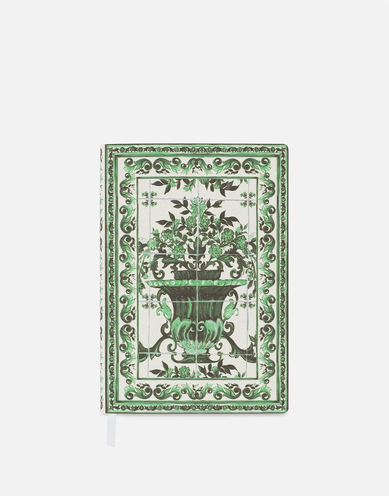 Книга і журнал Dolce & Gabbana Medium Blank Notebook with Ornate Floral Vase Tile-Print Textile Cover Зелений | TCC025TCAE7UV003, 0