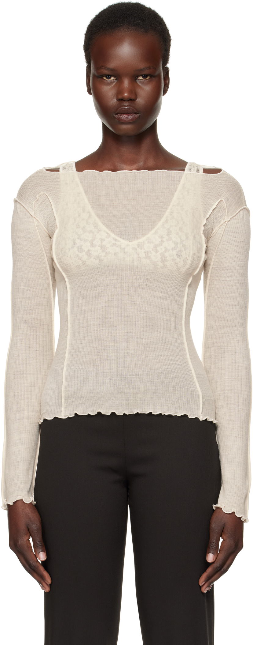 Футболка Baserange Omato Long Sleeve T-Shirt білий | TTML-WO-SP25