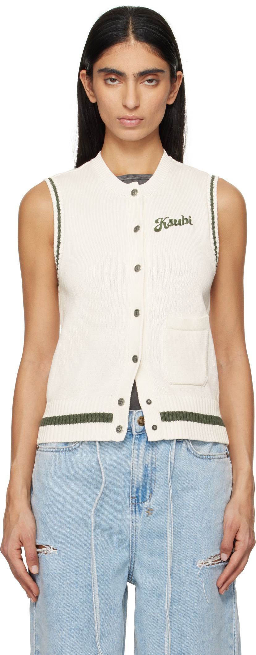 Cветр Ksubi Sleeveless Buttoned Vest білий | WPS25KW001