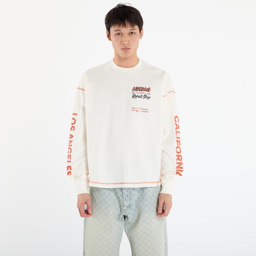 Футболка adidas Originals Wilshire Long Sleeve Graphic Contrast Stitch T-Shirt білий | JX6142