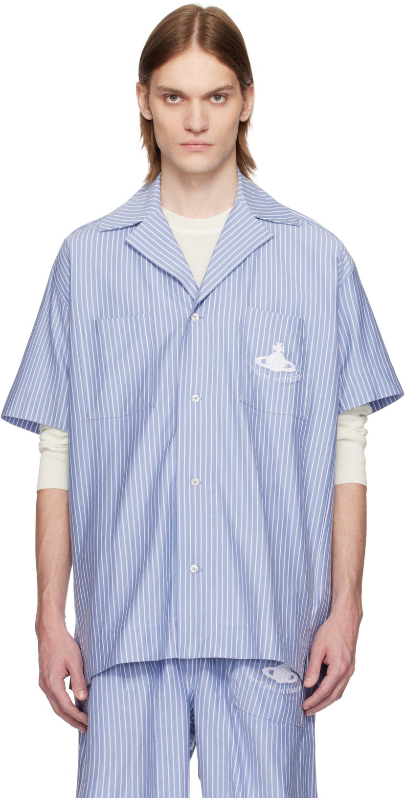 Сорочка Vivienne Westwood Vivienne Westwood Striped Camp Shirt Синій | 2401003H-J009D-