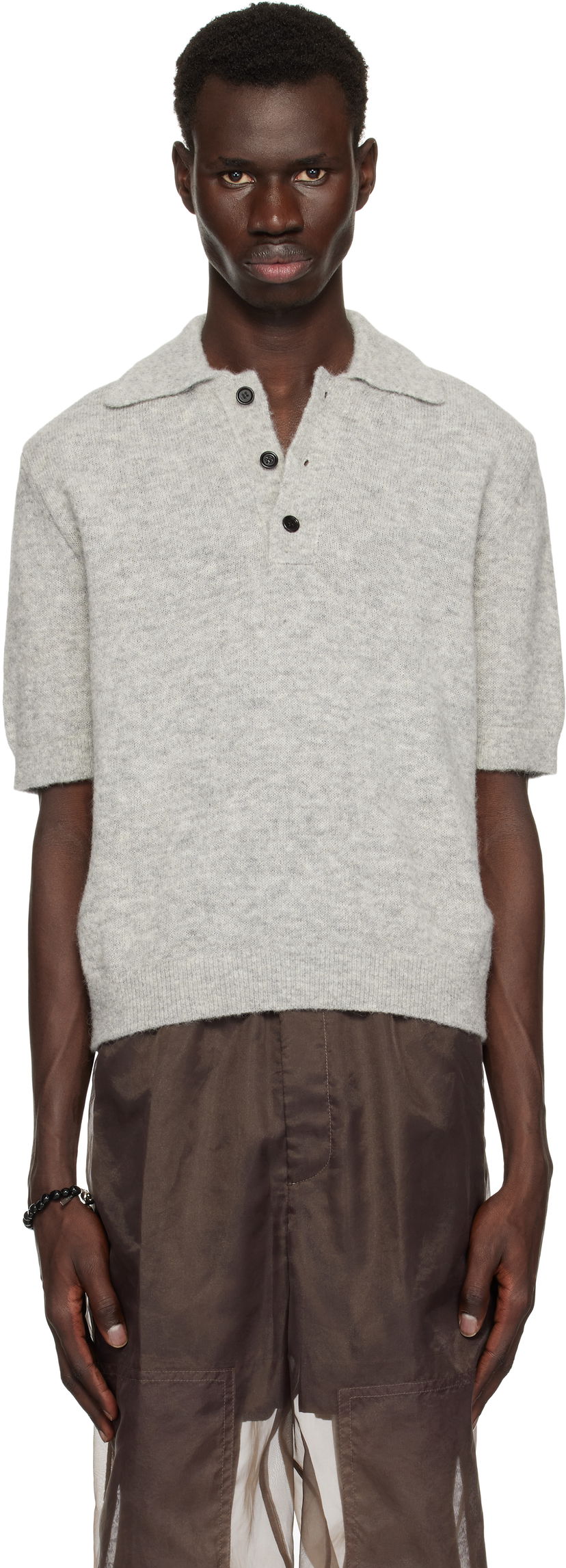 Cветр Dries Van Noten Dries Van Noten Alpaca Polo Сірий | 251-021200-1703