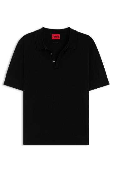 Сорочка поло BOSS HUGO Knit Polo with Covered Placket чорний | 50536672