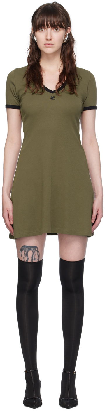 плаття Courrèges Courrèges V-Neck Mini Dress Зелений | 224JRO397JS0070