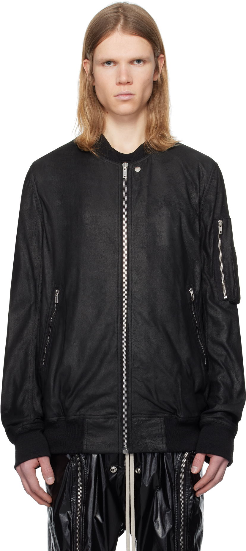 Куртка бомбер Rick Owens Rick Owens Hollywood Classic Flight Leather Jacket чорний | RU01E5778 LBA