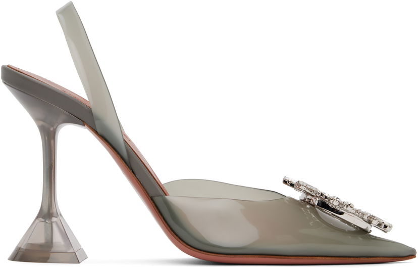 Кросівки та взуття Amina Muaddi Slingback Heels With Crystal Embellishment Зелений | BEGUM GLASS SLING PVC