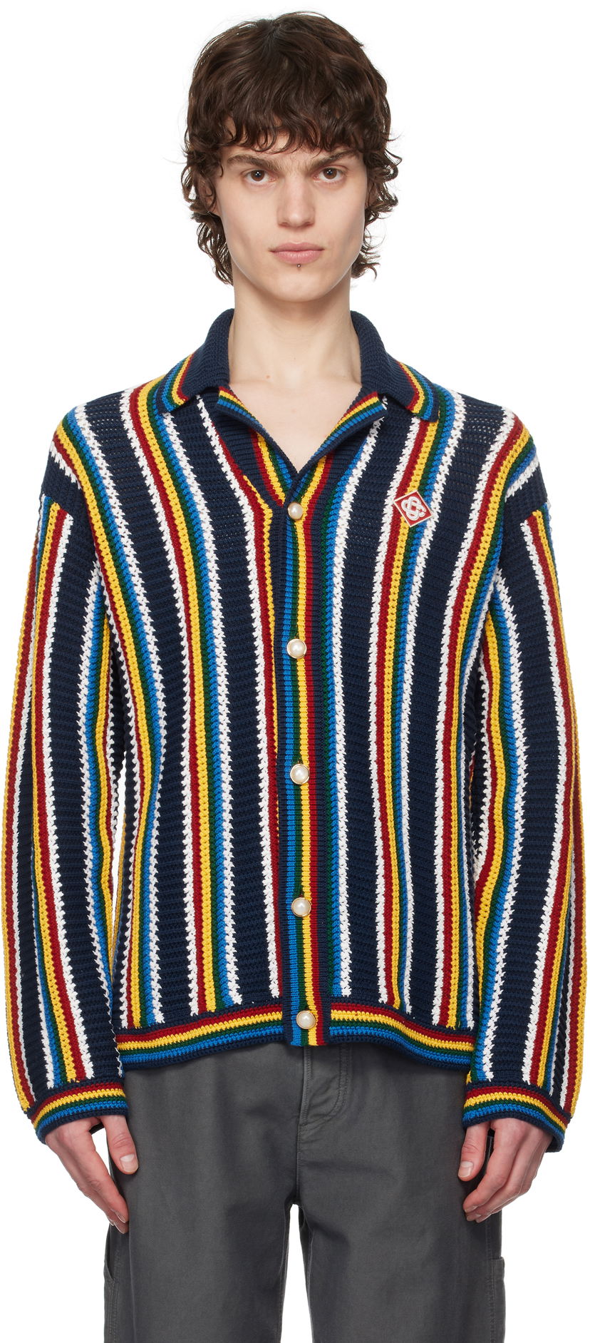 Cветр Casablanca Casablanca Stripe Crochet Cardigan Різнокольоровий | MPS25-KW-836-01