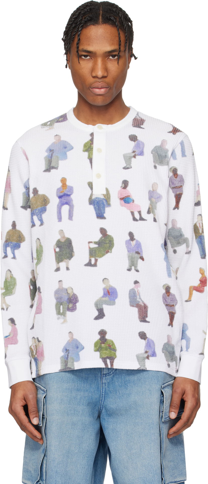 Cветр JW Anderson JW Anderson Printed Waffle Henley білий | JO0260-PG1737