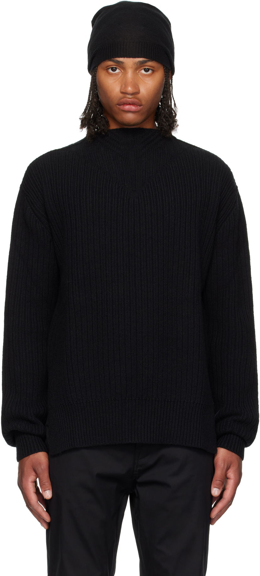 Cветр Rick Owens Rick Owens Concordians Fisherman Round Neck Sweater чорний | RU02E1649 KWV