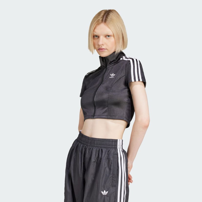 Кроп-топи adidas Originals Short Sleeve Track Top чорний | JD0277