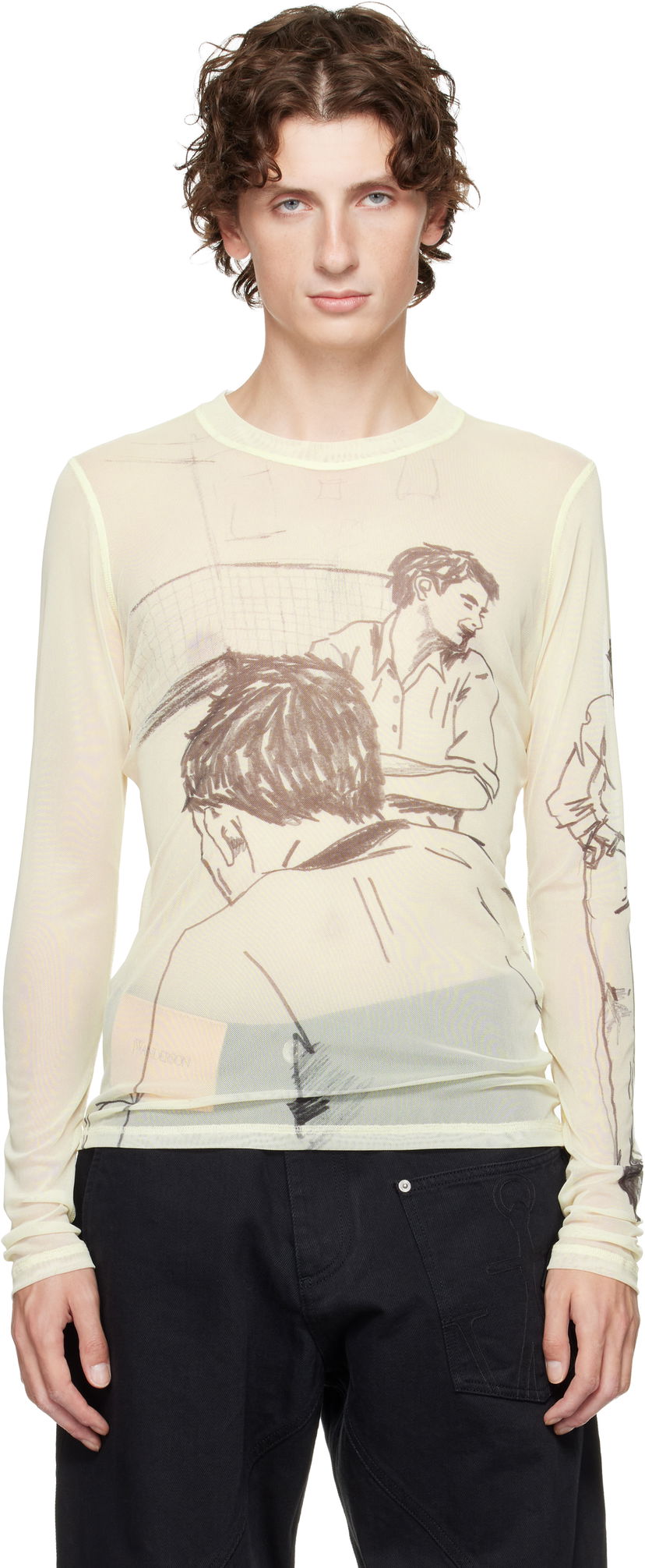 Футболка JW Anderson Long Sleeve Graphic Underpinning T-shirt Жовтий | JO0234-PG1814