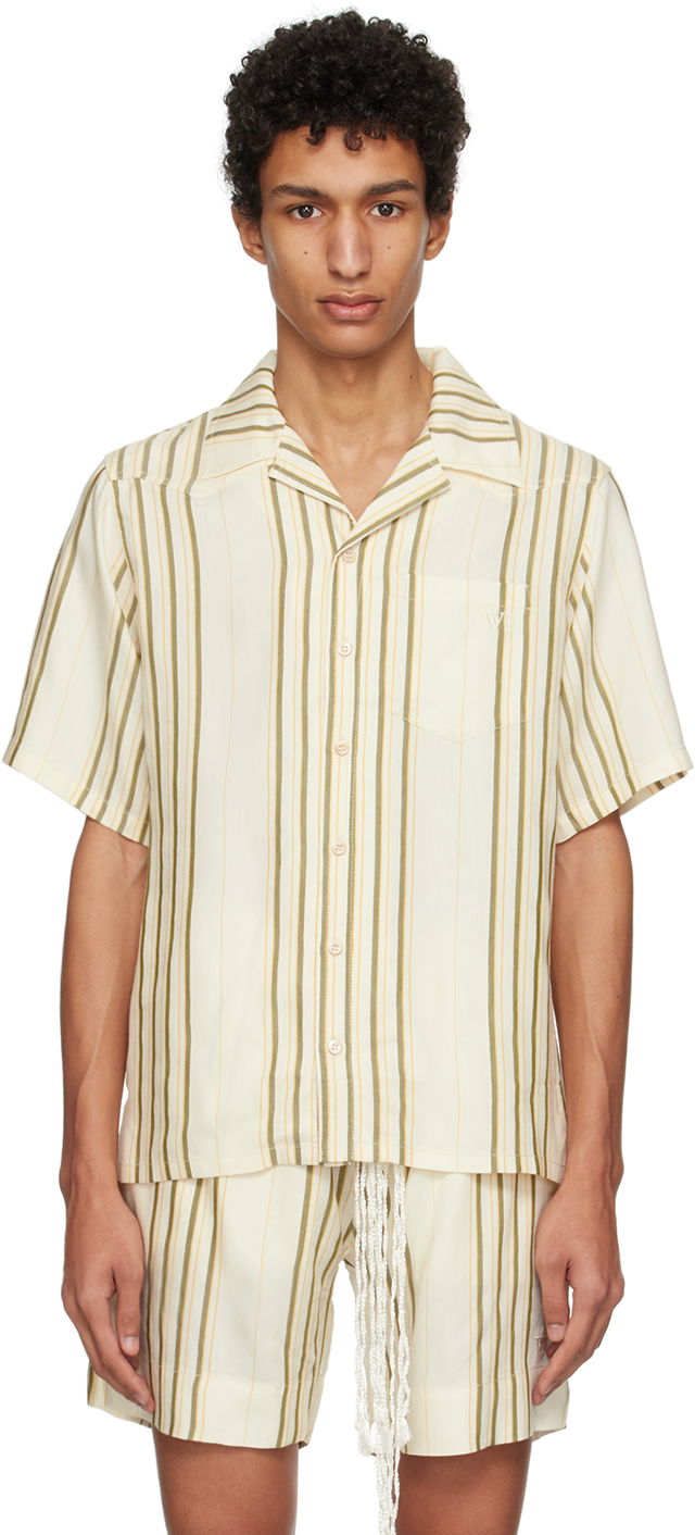 Сорочка Wales Bonner SSENSE Exclusive Off-White Bowling Shirt Коричневий | SH04-CO01-1007
