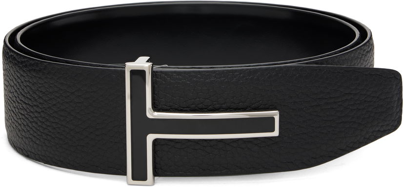 Ремені Tom Ford TOM FORD Leather Reversible Belt with Enamel T Buckle чорний | TB247-LCL237S