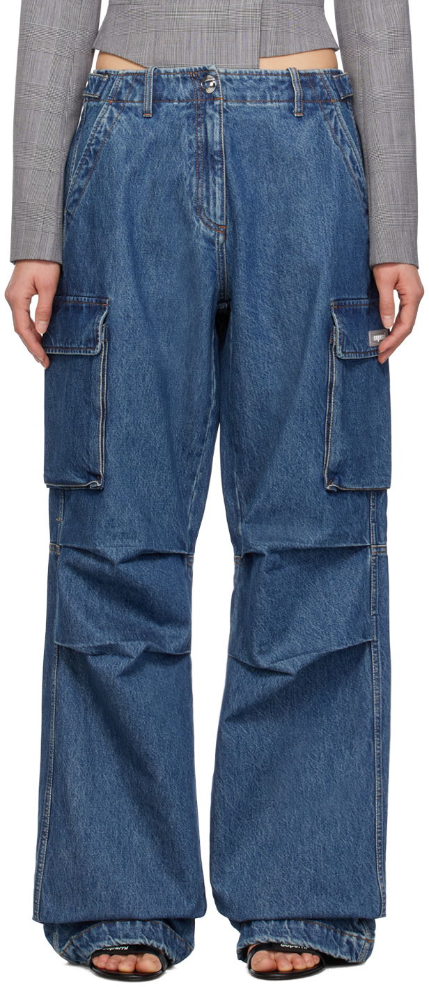 Штани карго Coperni Coperni Wide Leg Cargo Denim Pants Синій | COPP40252
