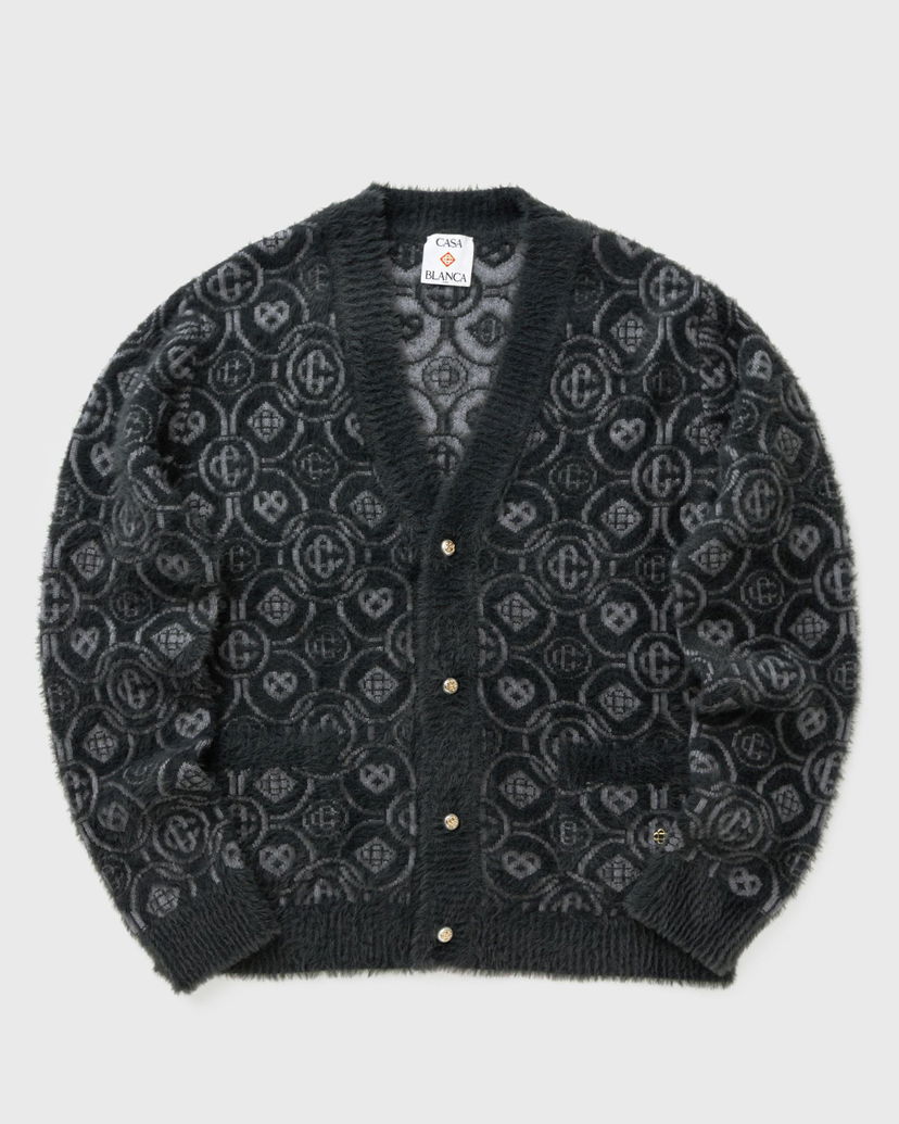 Cветр Casablanca Fluffy Monogram Jacquard Cardigan чорний | M-AW25-KW-1094-01