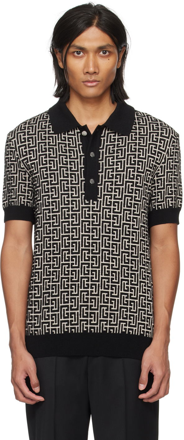Сорочка поло Balmain Monogram Polo чорний | CH1GB020KB03