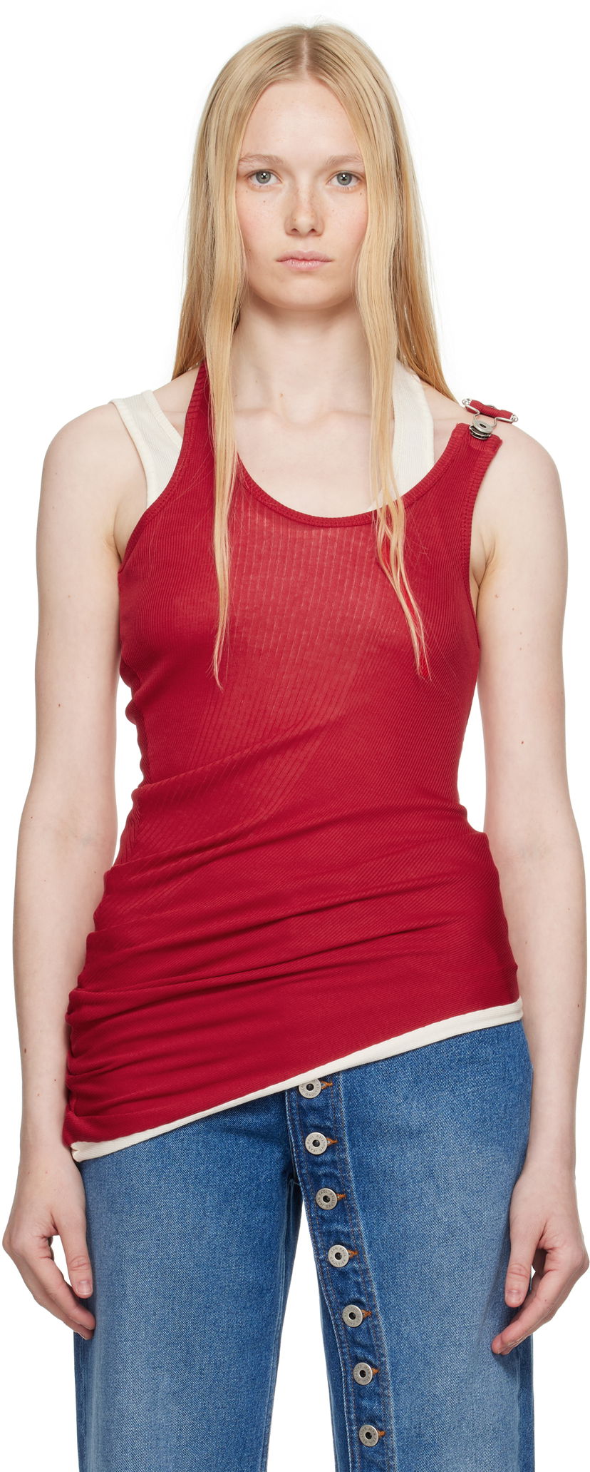 Безрукавка Jean Paul Gaultier Jean Paul Gaultier Draped Double Tank Top Червоний | 25/34-F-DB053-J092-3003