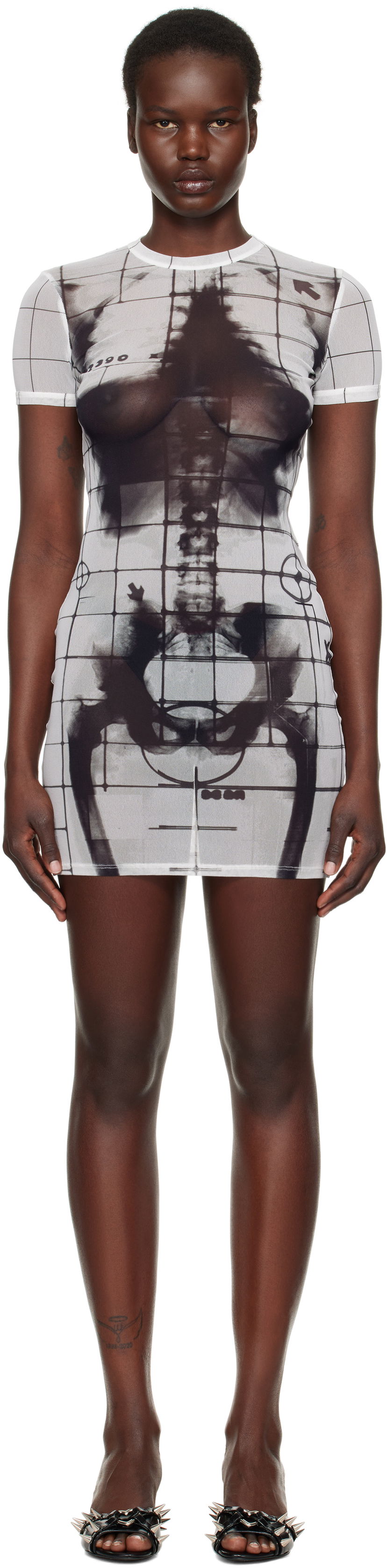плаття Jean Paul Gaultier Jean Paul Gaultier 'The Squeletor' Mesh Minidress білий | 25/33-F-RO310-T580-0100