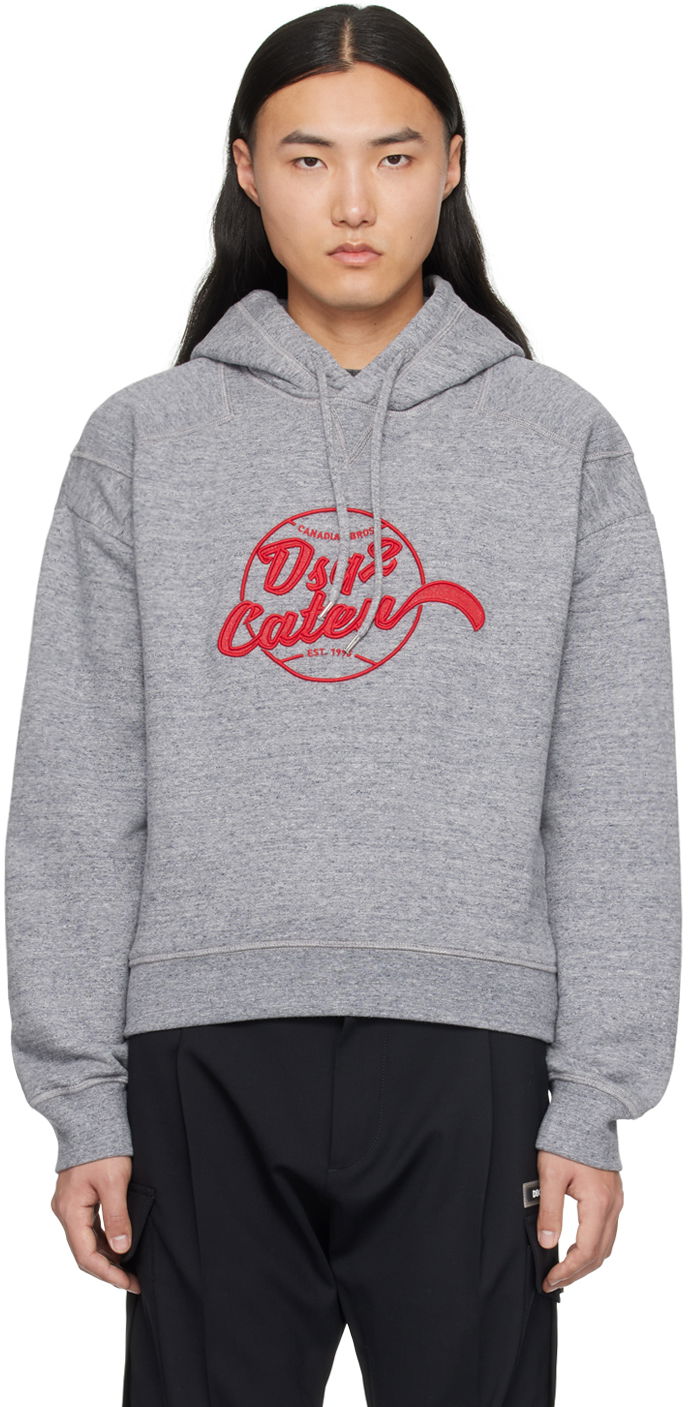 Світшоти DSQUARED2 Embroidered Logo Hoodie Сірий | S74GU0773_S25463