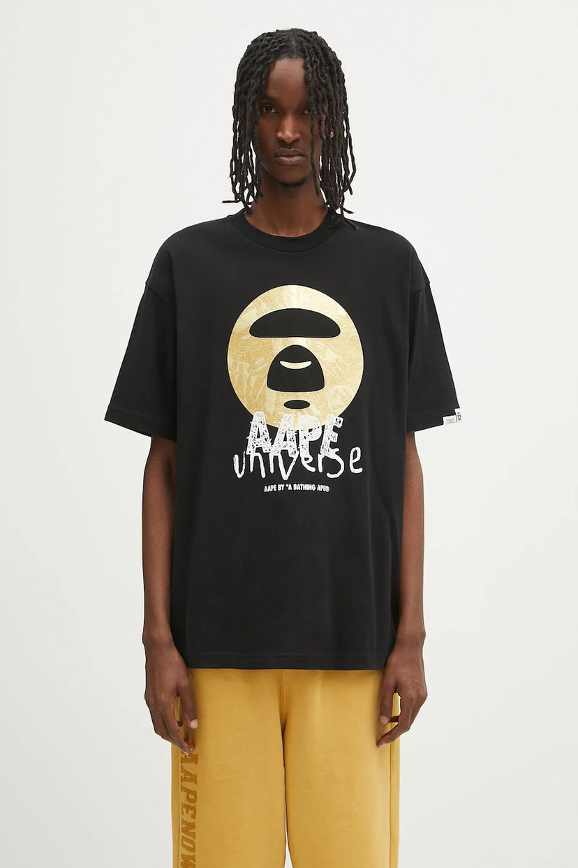 Футболка AAPE by A Bathing Ape AAPE Basic Universe Graphic T-Shirt чорний | AAPTEM1648XXO