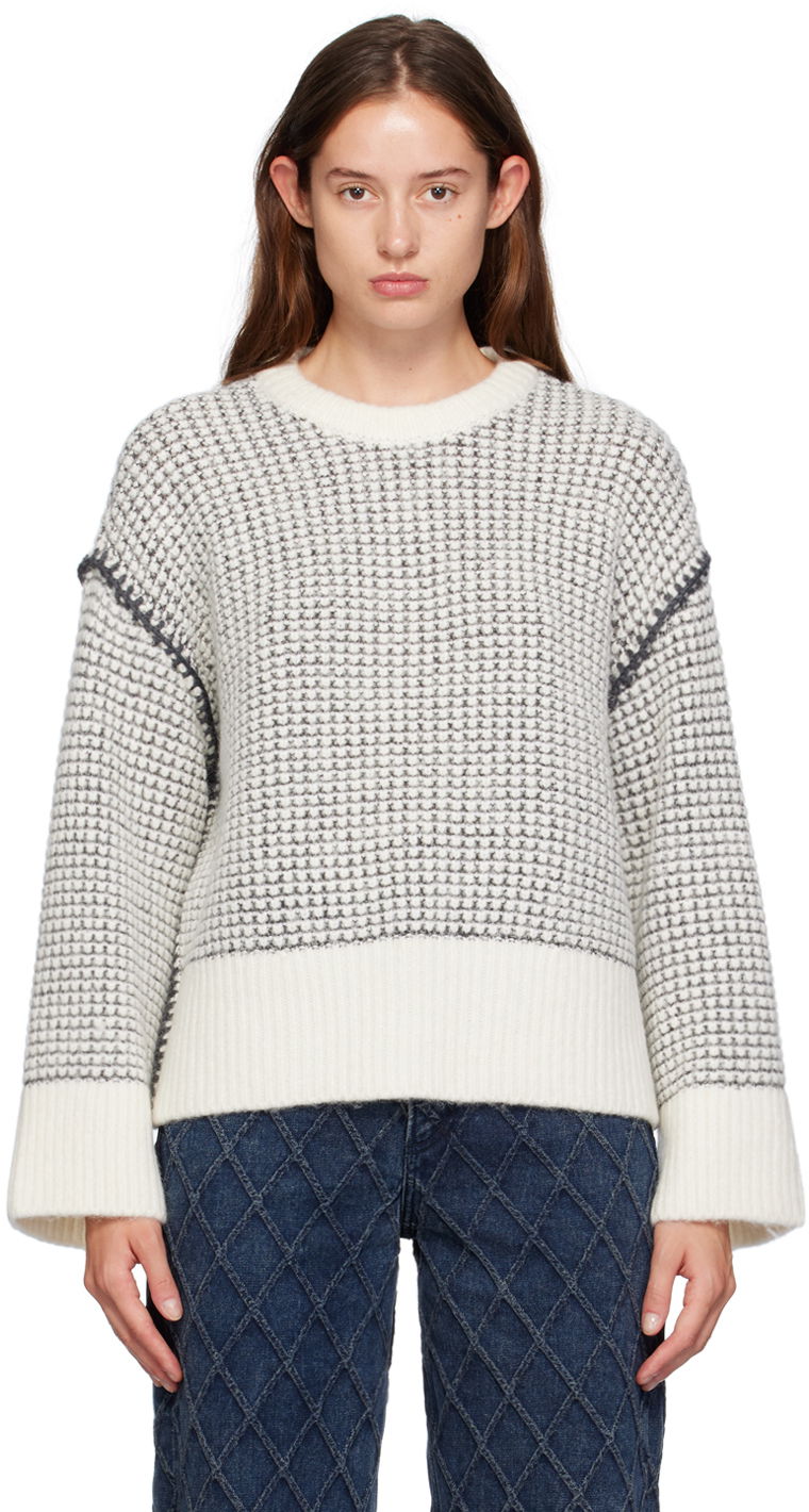 Cветр rag & bone Katie Waffle Knit Sweater білий | WAS24F050SA50