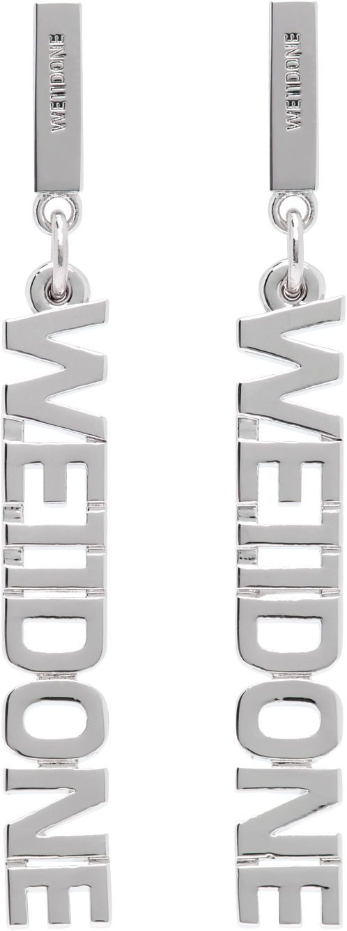 Сережки We11done Lettering Drop Earrings Металік | WD-AJ2-24-524-U-SV